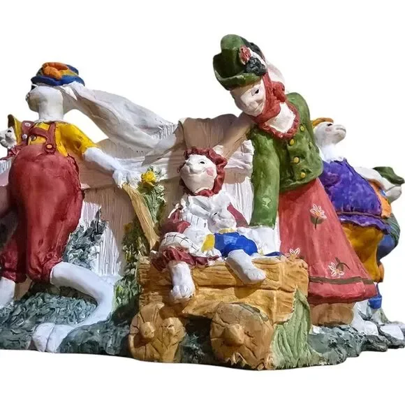 Vintage Dept 56 Easter Bunny Rabbit Parade Centerpiece Whimsical Basket Decor